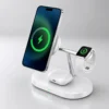 Multifunctional Wireless Charger UAE — 15W Fast Qi Charging Dock for Phone + Smartwatch | LED Indicator | CE FCC Certified | White & Black | Dubai Delivery