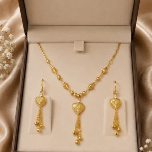 Elegant Heart Tassel Necklace Set /طقم قلادة أنيقة بتصميم قلب وشرّابة